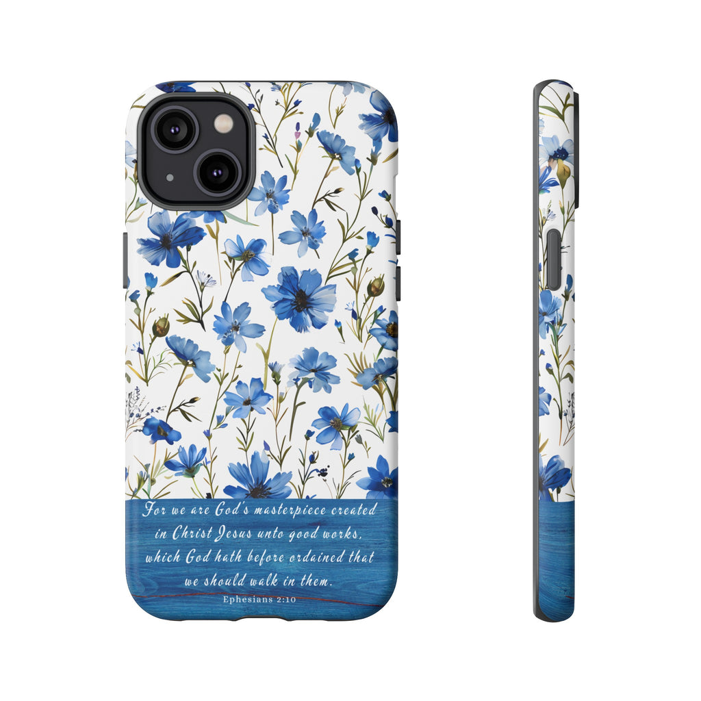 Ephesians 2:10 God's Masterpiece Christian Floral Pattern Phone Case Christian Religious Gifts iPhone Samsung Galaxy Google Pixel Phone Case