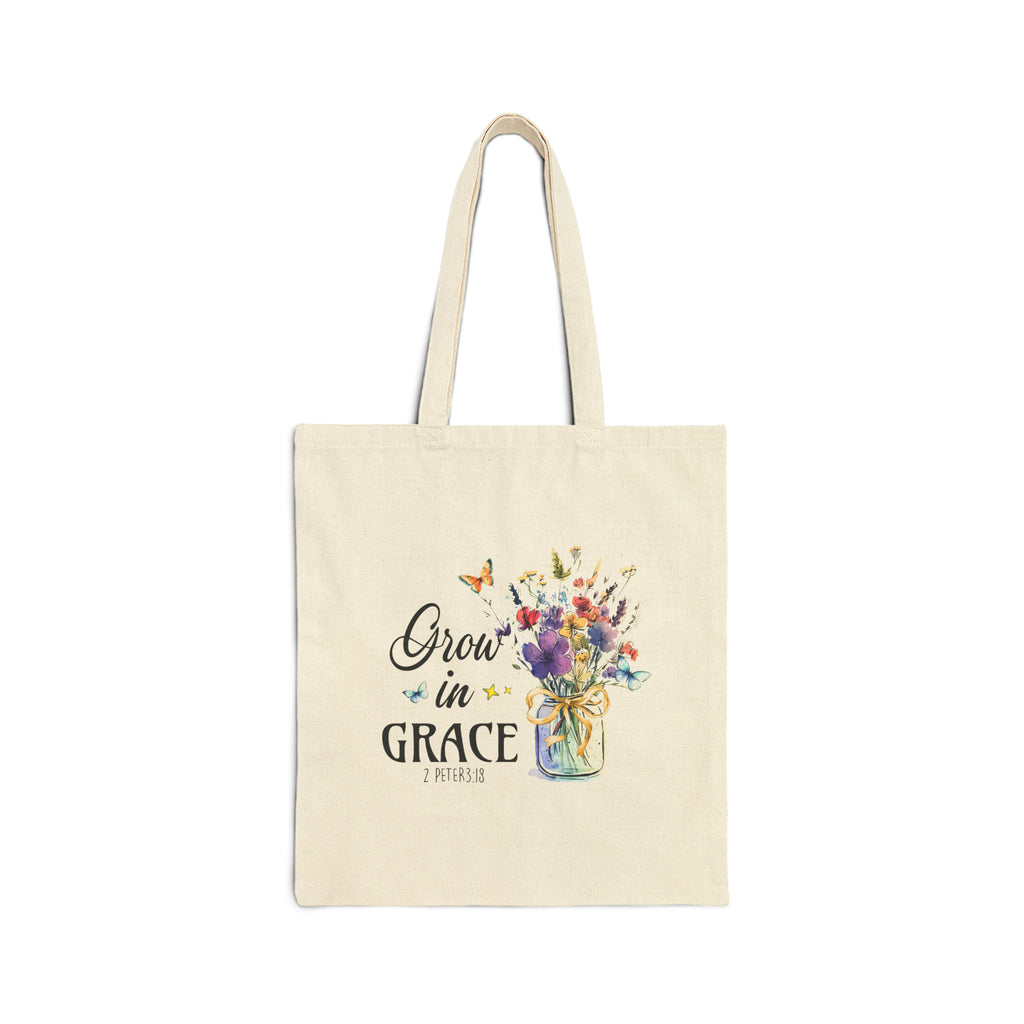 2 Peter 3:18 Grow In Grace Cotton Canvas Tote Bag