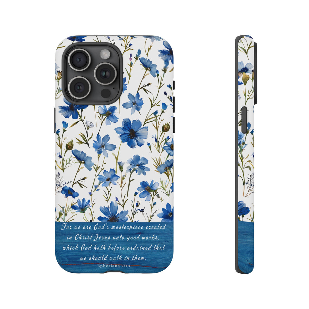 Ephesians 2:10 God's Masterpiece Christian Floral Pattern Phone Case Christian Religious Gifts iPhone Samsung Galaxy Google Pixel Phone Case