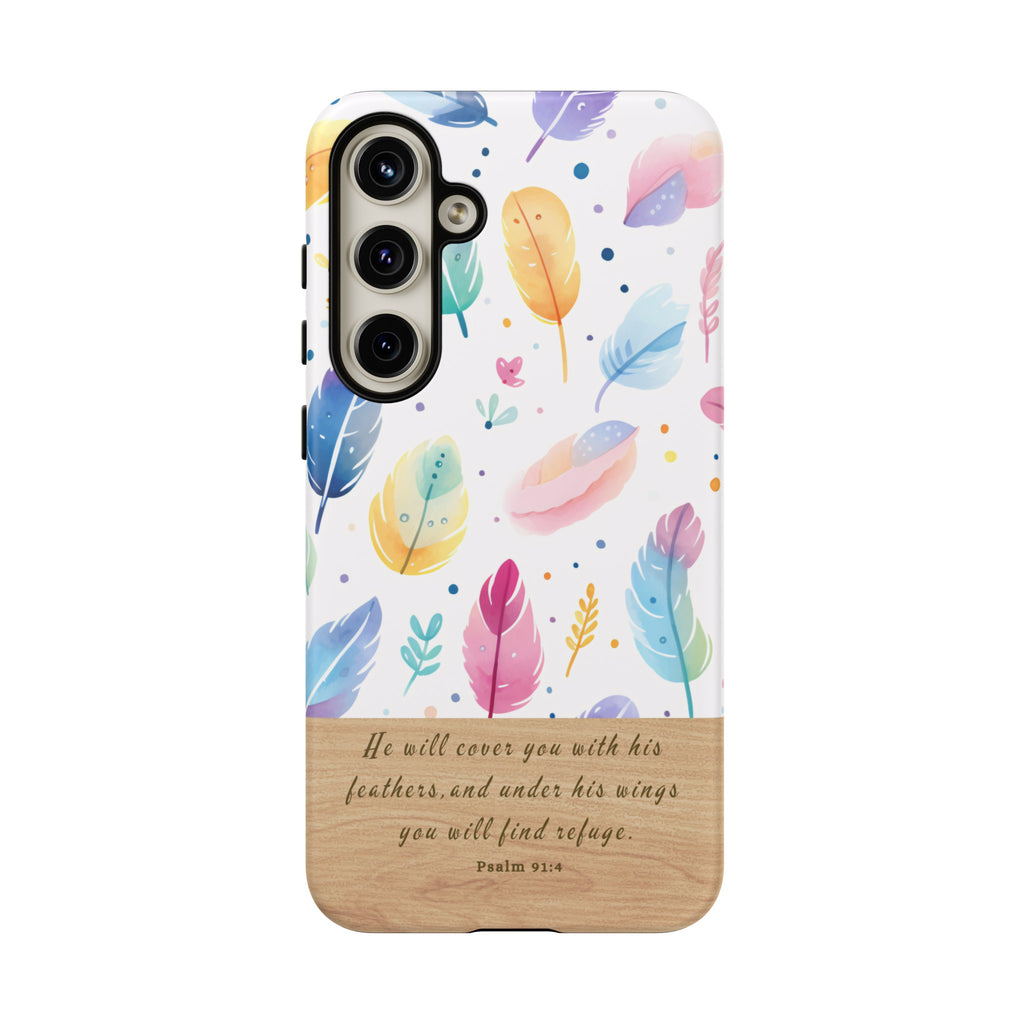 Psalm 91:4 Phone Case Gift For Christians Premium iPhone Samsung Galaxy Google Pixel Bible Verse Phone Case