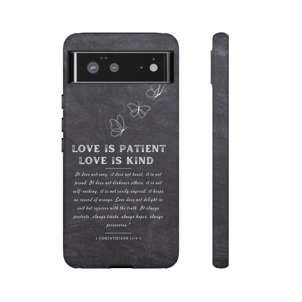 Love Is Patient Love Is Kind 1 Corinthians 13 Bible Verse iPhone Samsung Galaxy Google Pixel Christian Premium Phone Case