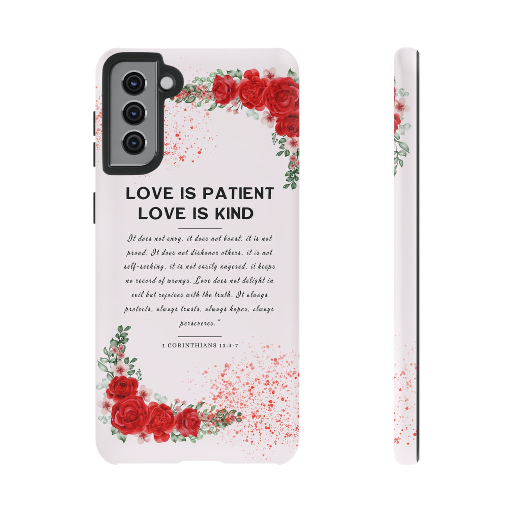 Love Is Patient Love Is Kind 1 Corinthians 13 Bible Verse iPhone Samsung Galaxy Google Pixel Christian Premium Phone Case