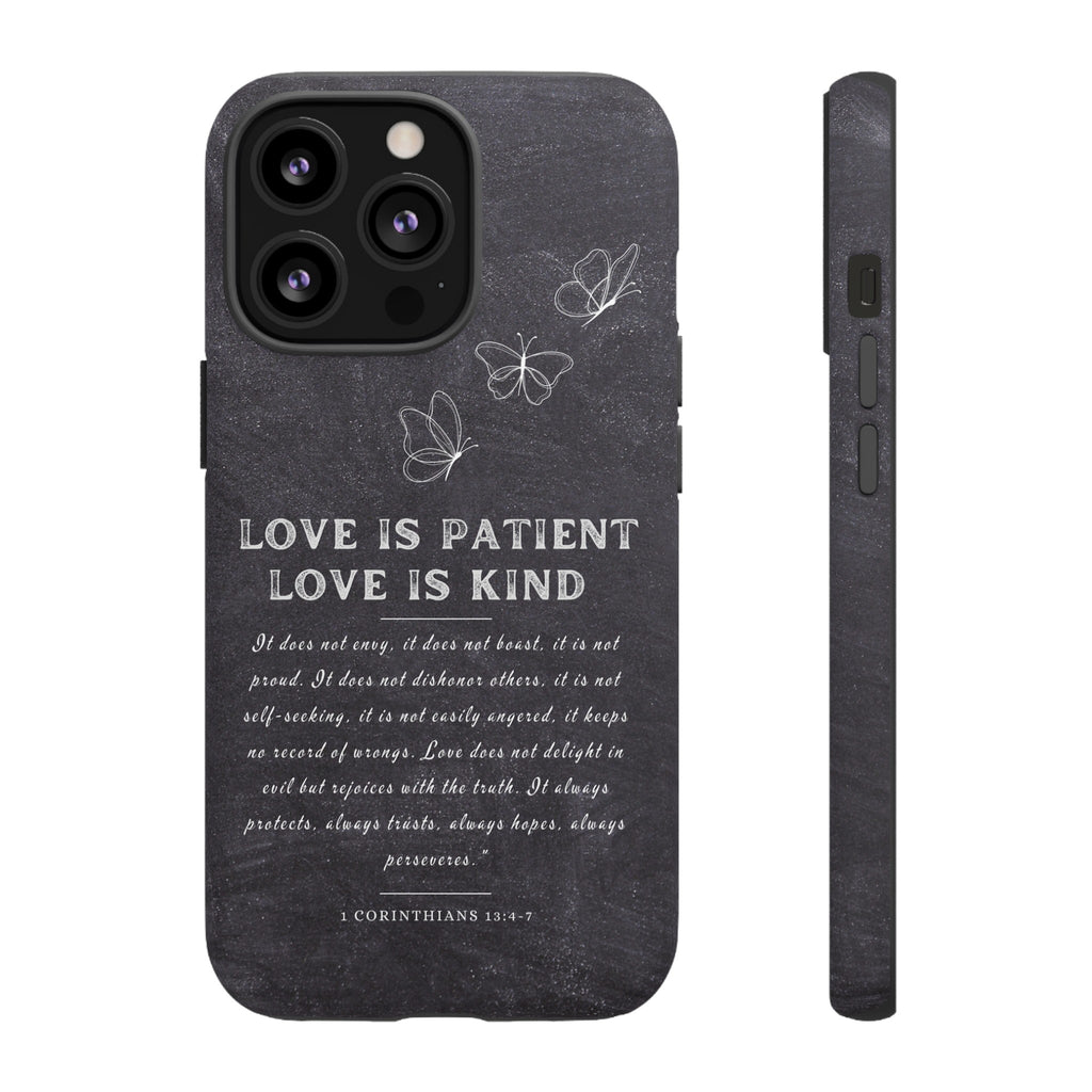 Love Is Patient Love Is Kind 1 Corinthians 13 Bible Verse iPhone Samsung Galaxy Google Pixel Christian Premium Phone Case