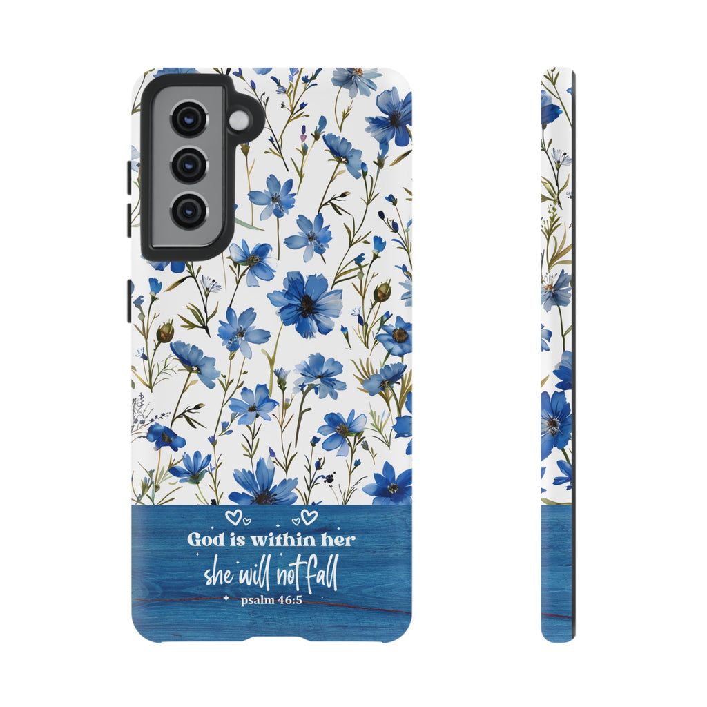 Psalm 46:5 God Is Within Her Christian Floral Pattern Phone Case Christian Religious Gifts iPhone Samsung Galaxy Google Pixel Phone Case