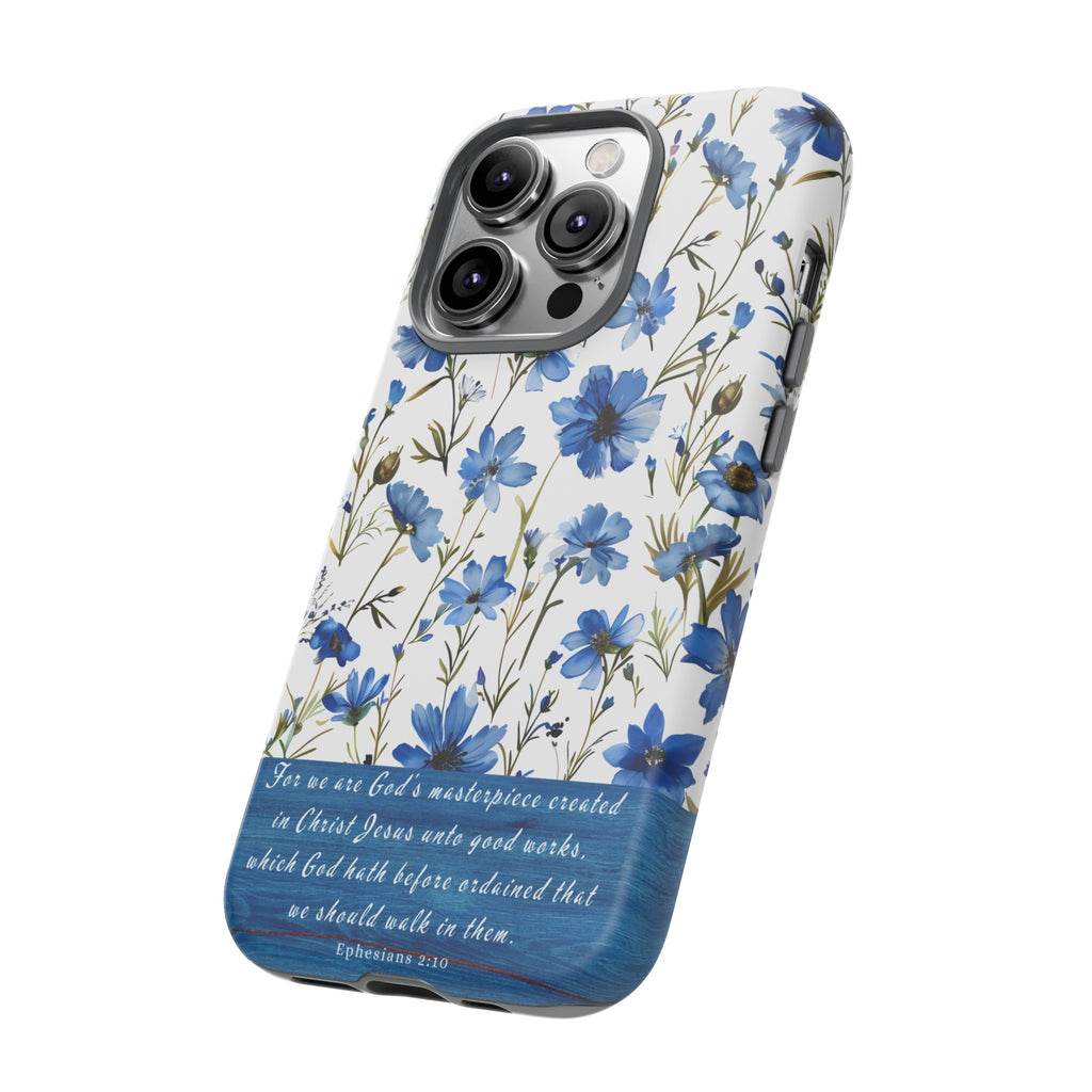 Ephesians 2:10 God's Masterpiece Christian Floral Pattern Phone Case Christian Religious Gifts iPhone Samsung Galaxy Google Pixel Phone Case