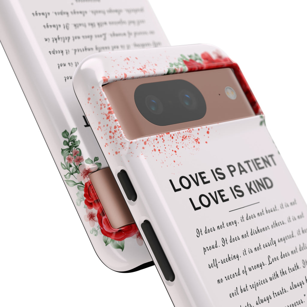 Love Is Patient Love Is Kind 1 Corinthians 13 Bible Verse iPhone Samsung Galaxy Google Pixel Christian Premium Phone Case