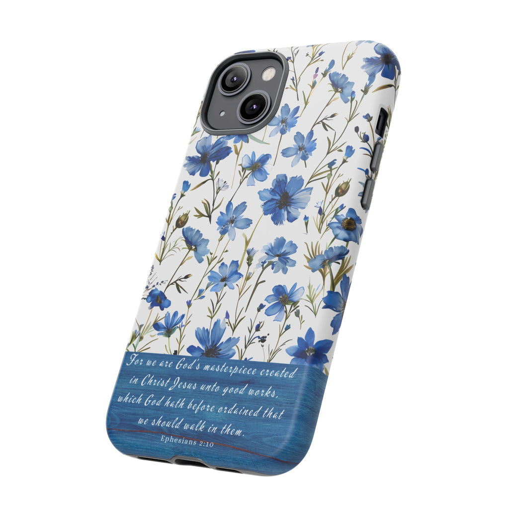 Ephesians 2:10 God's Masterpiece Christian Floral Pattern Phone Case Christian Religious Gifts iPhone Samsung Galaxy Google Pixel Phone Case