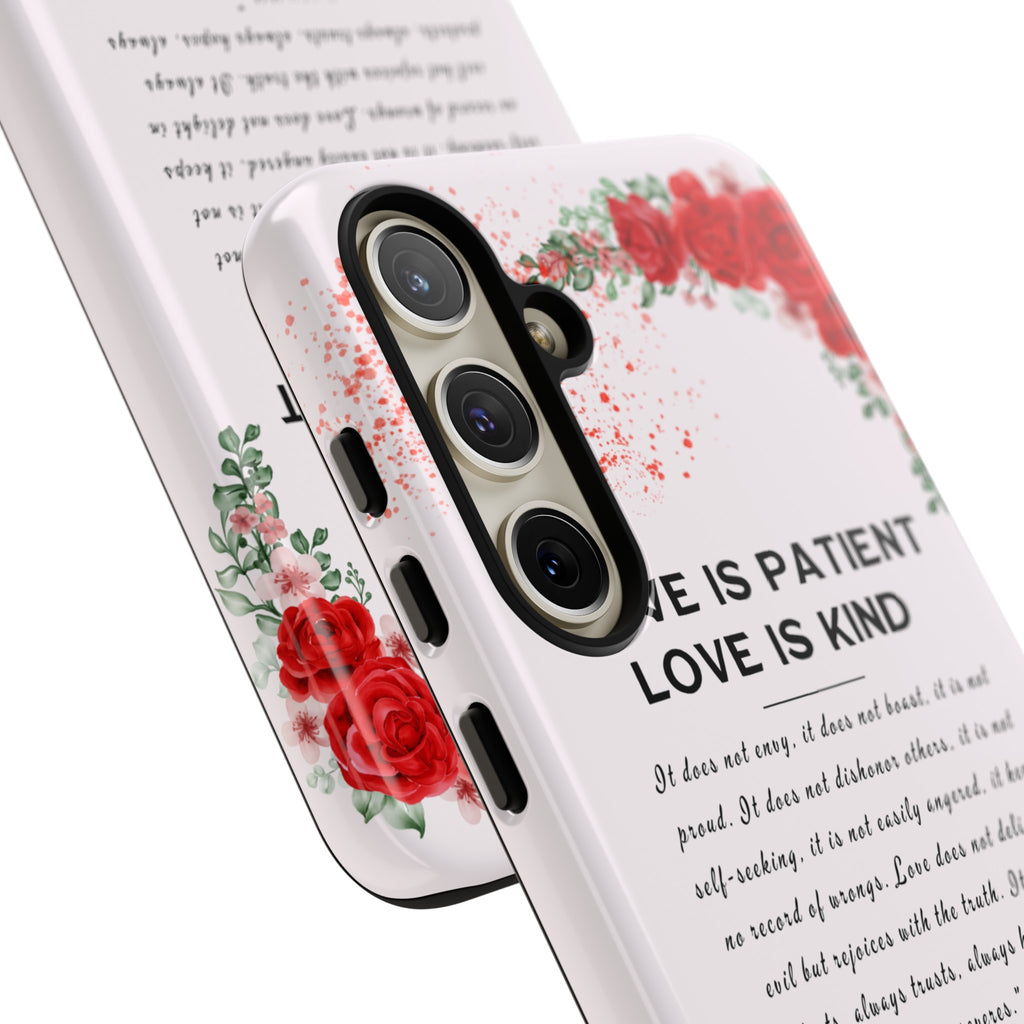 Love Is Patient Love Is Kind 1 Corinthians 13 Bible Verse iPhone Samsung Galaxy Google Pixel Christian Premium Phone Case