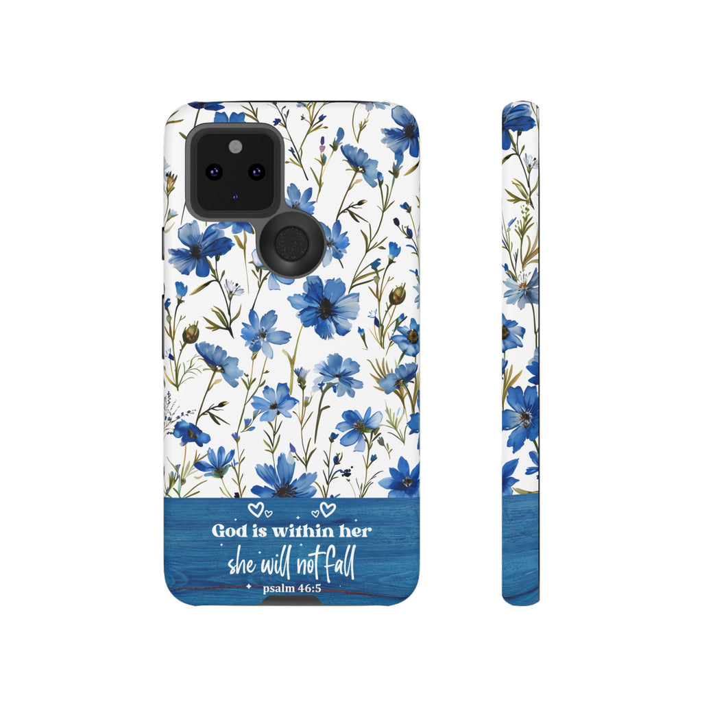 Psalm 46:5 God Is Within Her Christian Floral Pattern Phone Case Christian Religious Gifts iPhone Samsung Galaxy Google Pixel Phone Case