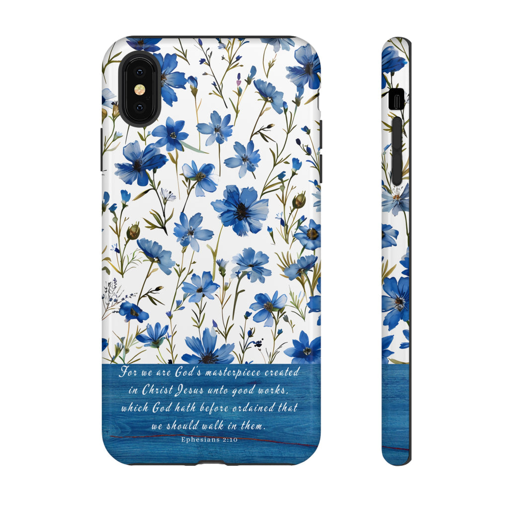 Ephesians 2:10 God's Masterpiece Christian Floral Pattern Phone Case Christian Religious Gifts iPhone Samsung Galaxy Google Pixel Phone Case