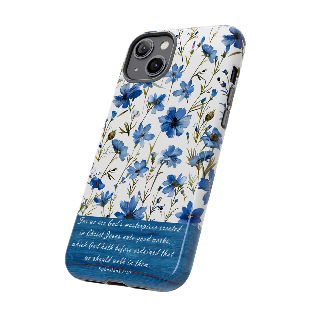 Ephesians 2:10 God's Masterpiece Christian Floral Pattern Phone Case Christian Religious Gifts iPhone Samsung Galaxy Google Pixel Phone Case