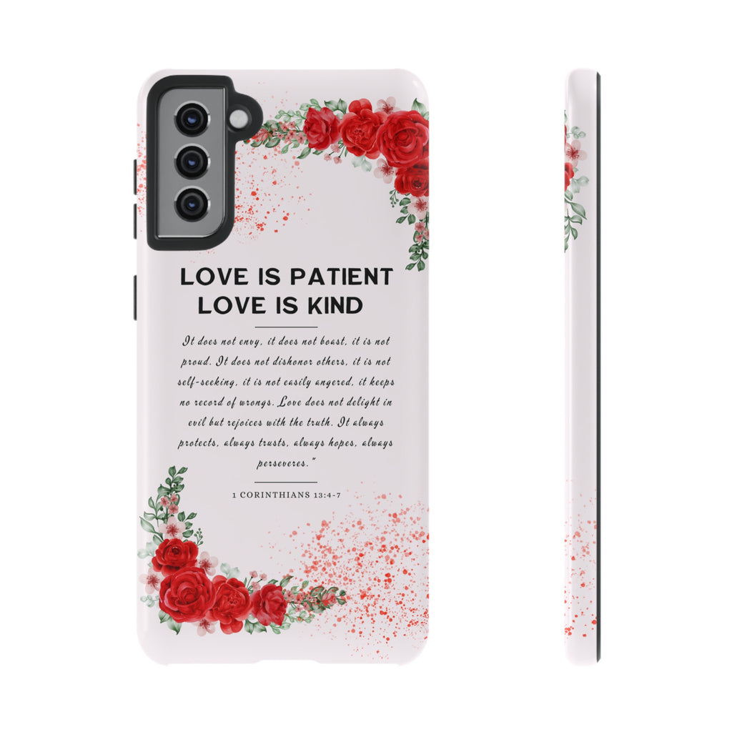 Love Is Patient Love Is Kind 1 Corinthians 13 Bible Verse iPhone Samsung Galaxy Google Pixel Christian Premium Phone Case