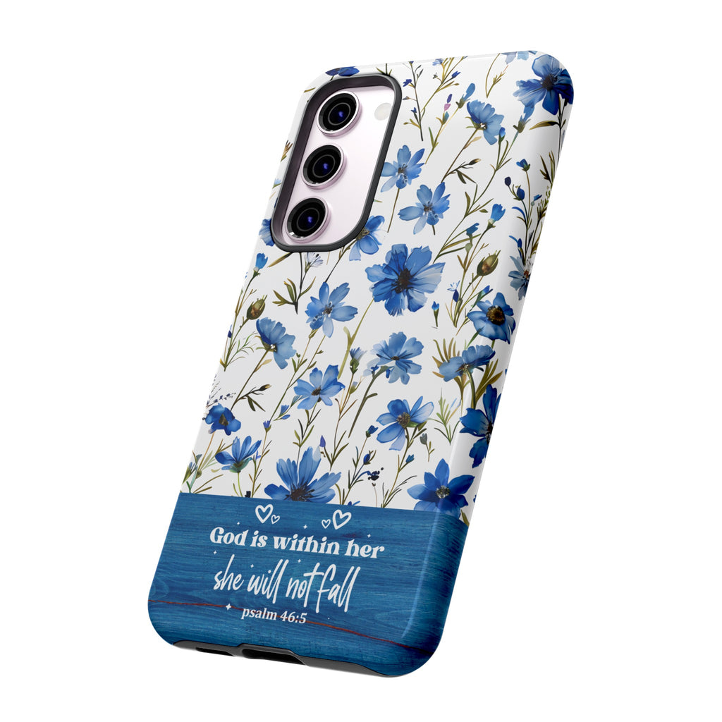 Psalm 46:5 God Is Within Her Christian Floral Pattern Phone Case Christian Religious Gifts iPhone Samsung Galaxy Google Pixel Phone Case