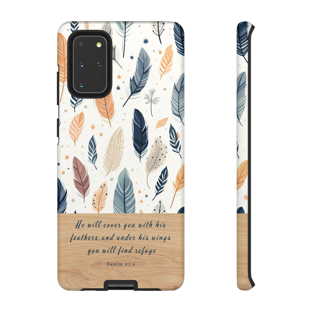 Psalm 91:4 He Will Cover You With His Feathers Phone Case Gift For Christians iPhone Samsung Galaxy Google Pixel Bible Verse Phone Case