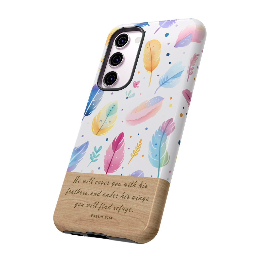 Psalm 91:4 Phone Case Gift For Christians Premium iPhone Samsung Galaxy Google Pixel Bible Verse Phone Case