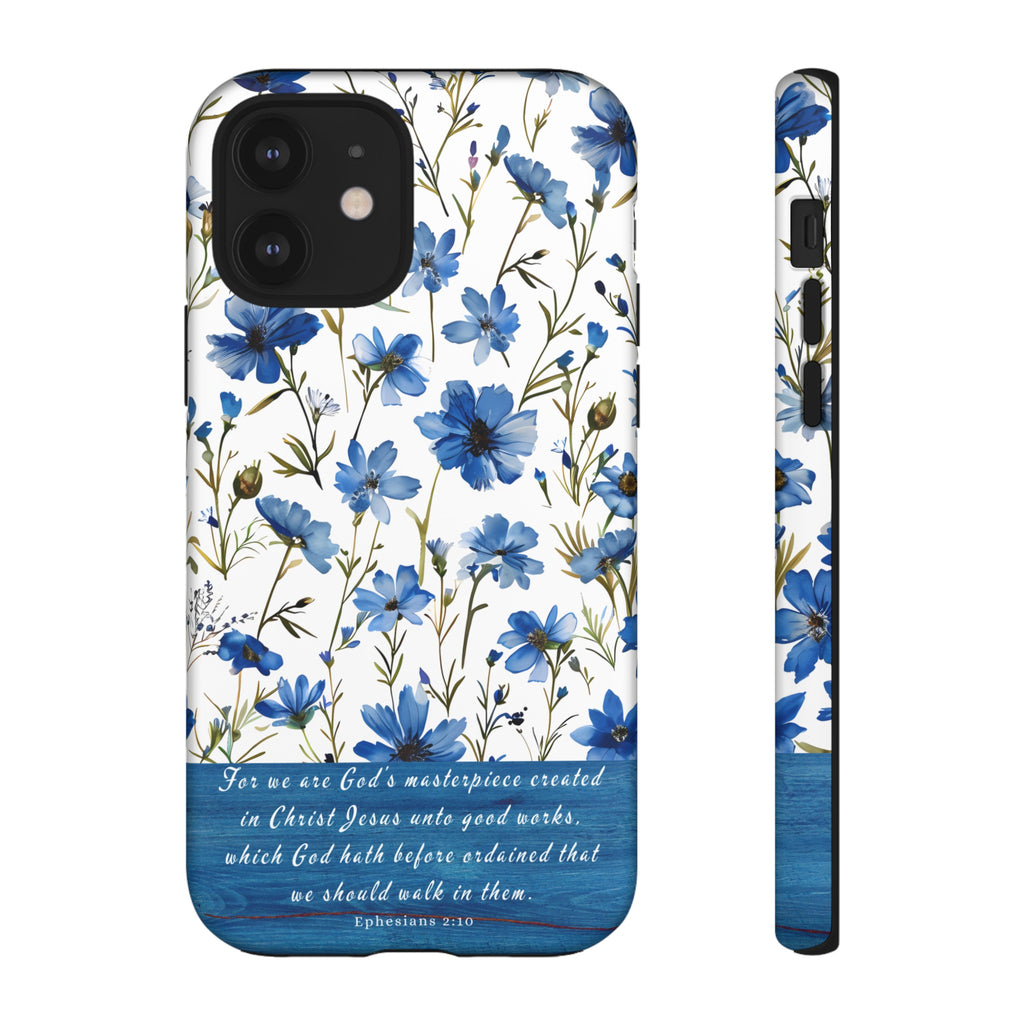 Ephesians 2:10 God's Masterpiece Christian Floral Pattern Phone Case Christian Religious Gifts iPhone Samsung Galaxy Google Pixel Phone Case