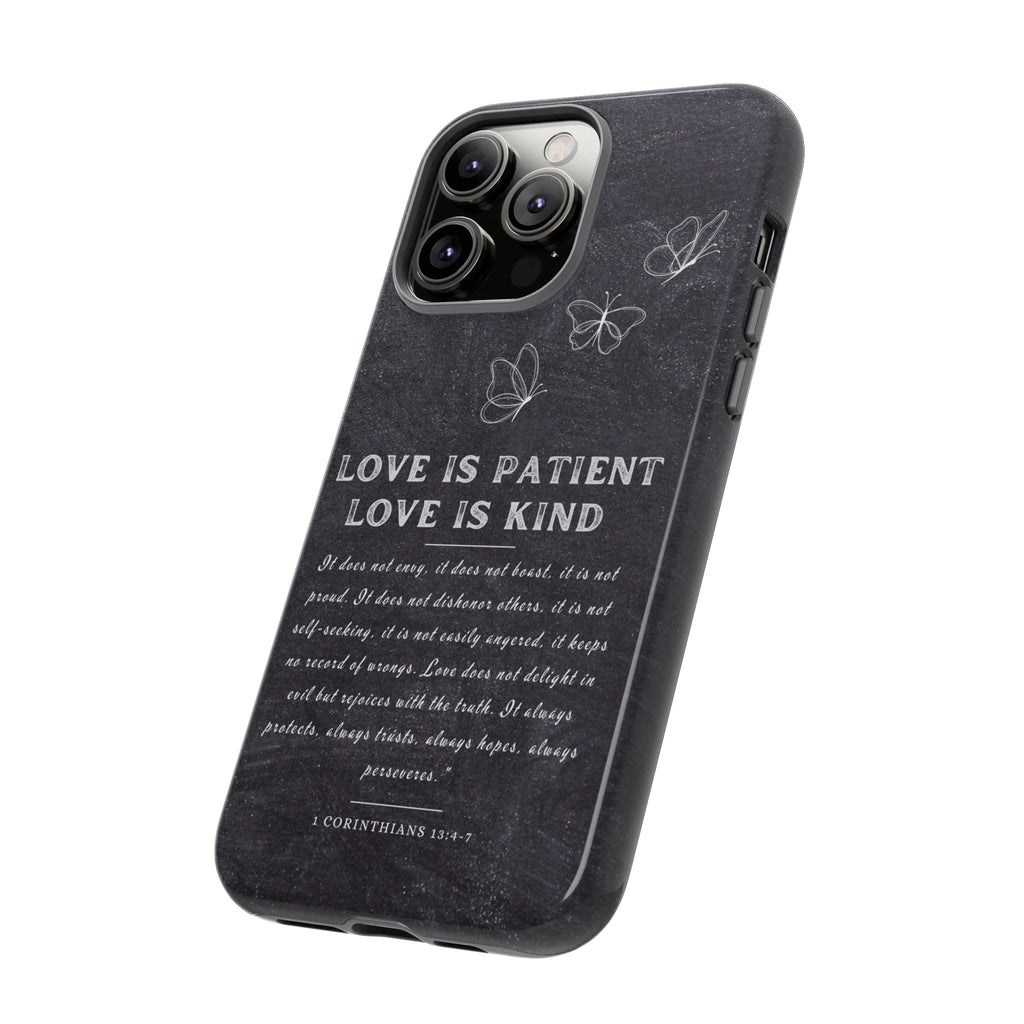 Love Is Patient Love Is Kind 1 Corinthians 13 Bible Verse iPhone Samsung Galaxy Google Pixel Christian Premium Phone Case