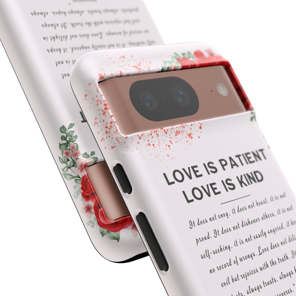 Love Is Patient Love Is Kind 1 Corinthians 13 Bible Verse iPhone Samsung Galaxy Google Pixel Christian Premium Phone Case