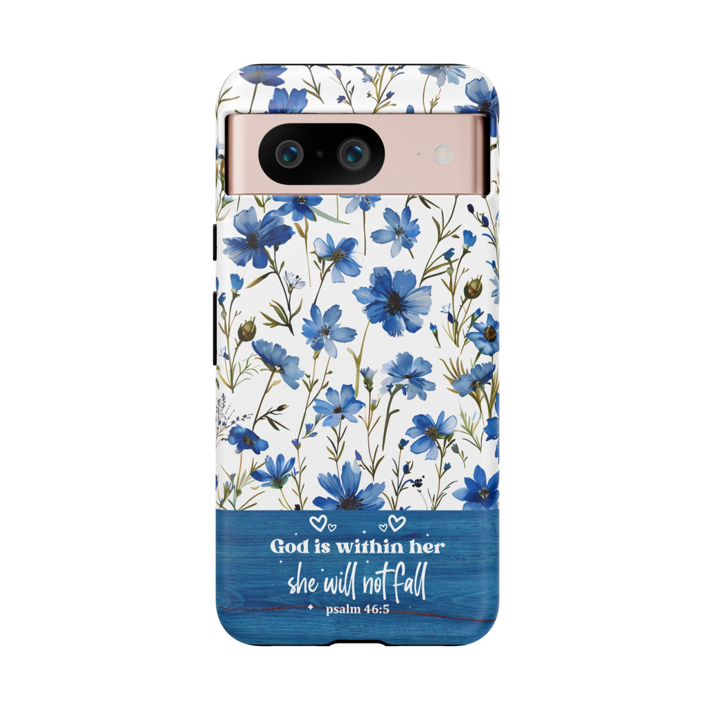 Psalm 46:5 God Is Within Her Christian Floral Pattern Phone Case Christian Religious Gifts iPhone Samsung Galaxy Google Pixel Phone Case