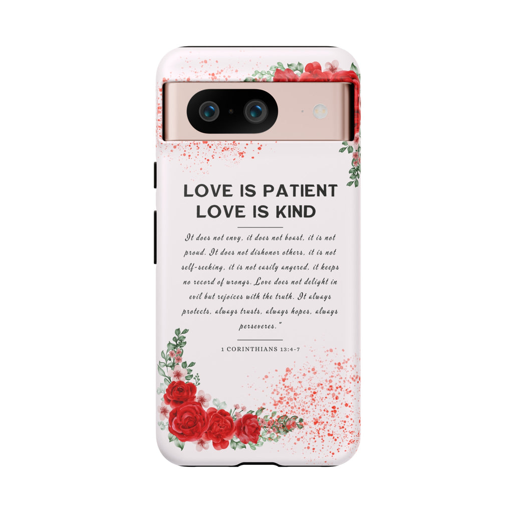 Love Is Patient Love Is Kind 1 Corinthians 13 Bible Verse iPhone Samsung Galaxy Google Pixel Christian Premium Phone Case