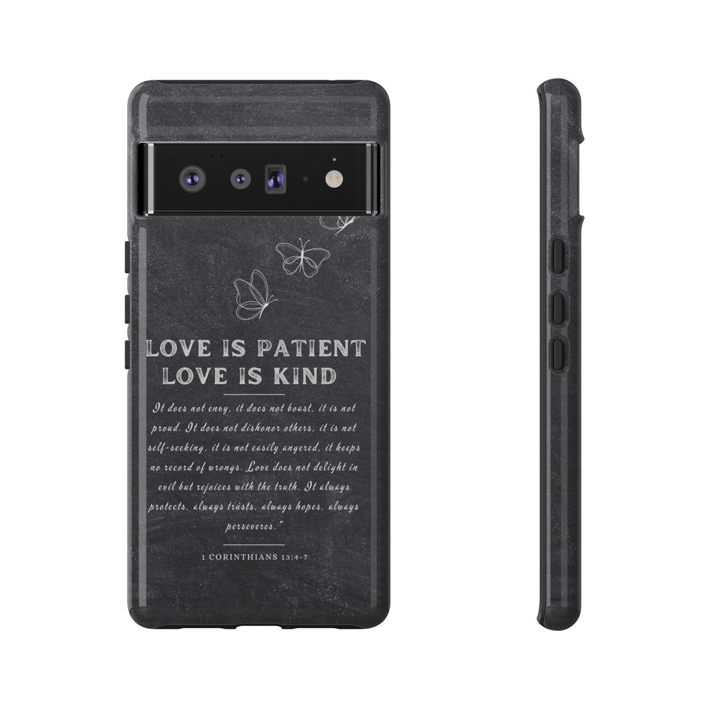 Love Is Patient Love Is Kind 1 Corinthians 13 Bible Verse iPhone Samsung Galaxy Google Pixel Christian Premium Phone Case