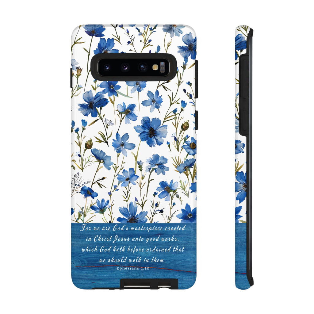 Ephesians 2:10 God's Masterpiece Christian Floral Pattern Phone Case Christian Religious Gifts iPhone Samsung Galaxy Google Pixel Phone Case