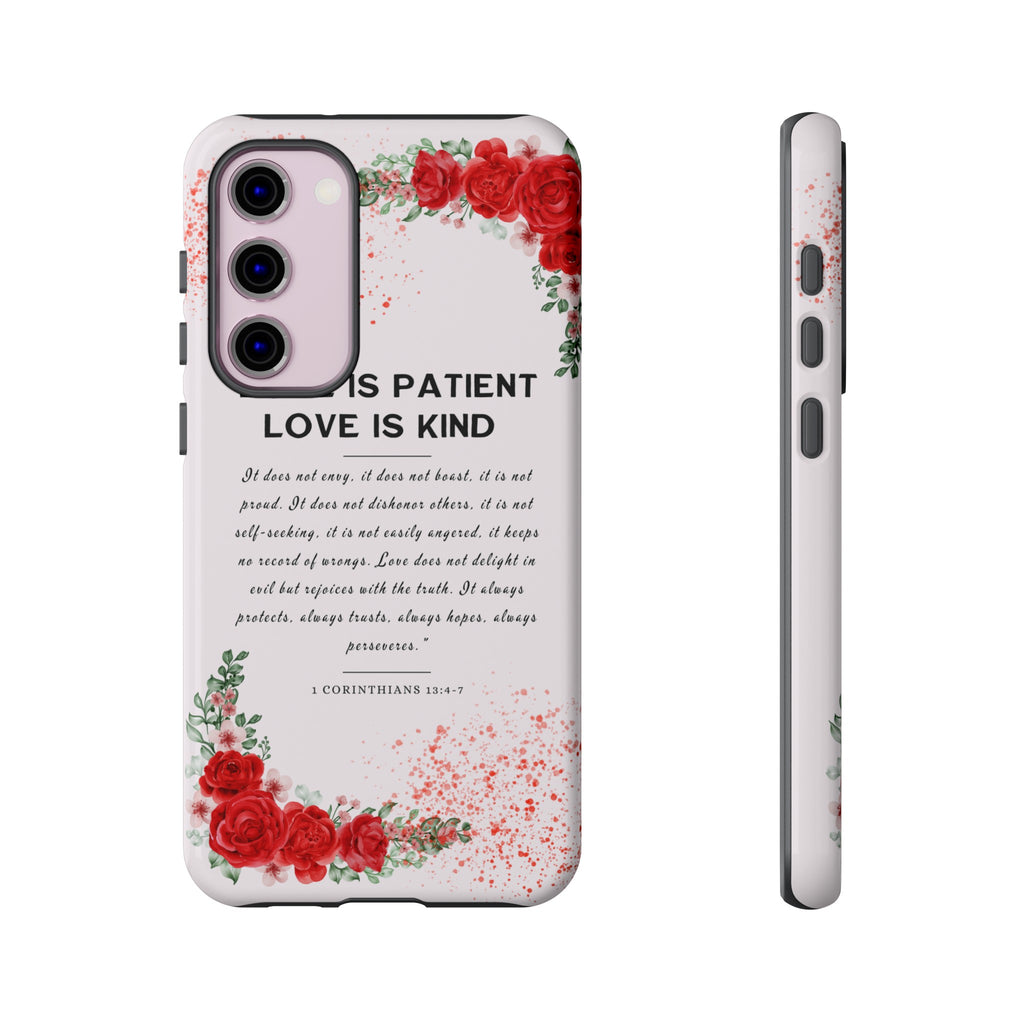 Love Is Patient Love Is Kind 1 Corinthians 13 Bible Verse iPhone Samsung Galaxy Google Pixel Christian Premium Phone Case