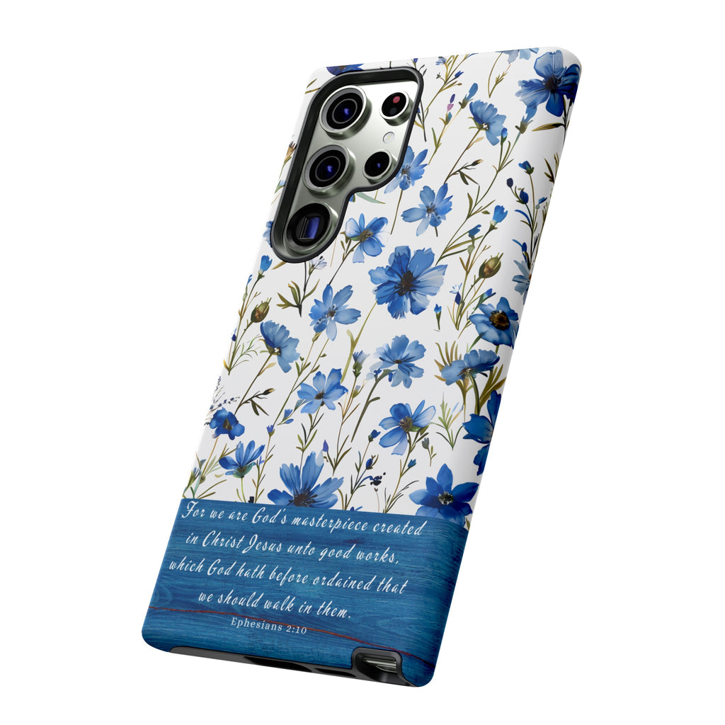 Ephesians 2:10 God's Masterpiece Christian Floral Pattern Phone Case Christian Religious Gifts iPhone Samsung Galaxy Google Pixel Phone Case