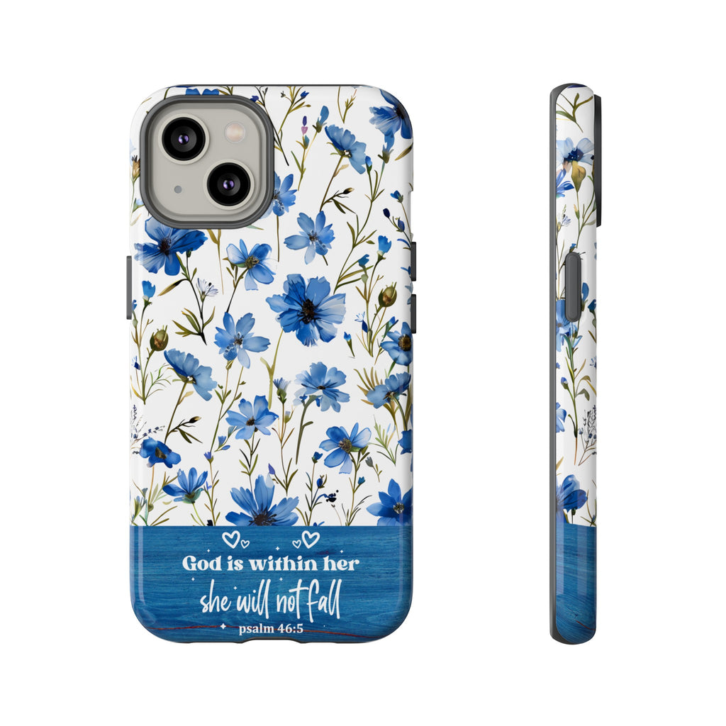 Psalm 46:5 God Is Within Her Christian Floral Pattern Phone Case Christian Religious Gifts iPhone Samsung Galaxy Google Pixel Phone Case