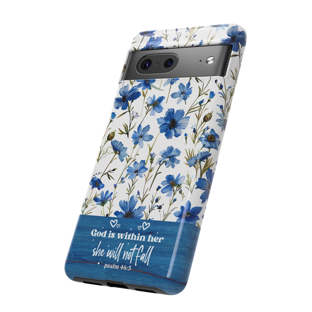 Psalm 46:5 God Is Within Her Christian Floral Pattern Phone Case Christian Religious Gifts iPhone Samsung Galaxy Google Pixel Phone Case