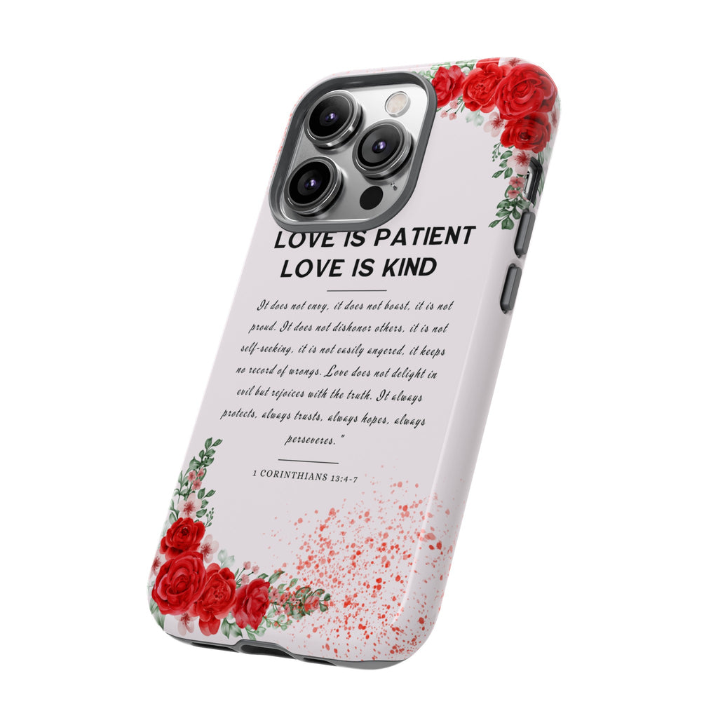 Love Is Patient Love Is Kind 1 Corinthians 13 Bible Verse iPhone Samsung Galaxy Google Pixel Christian Premium Phone Case