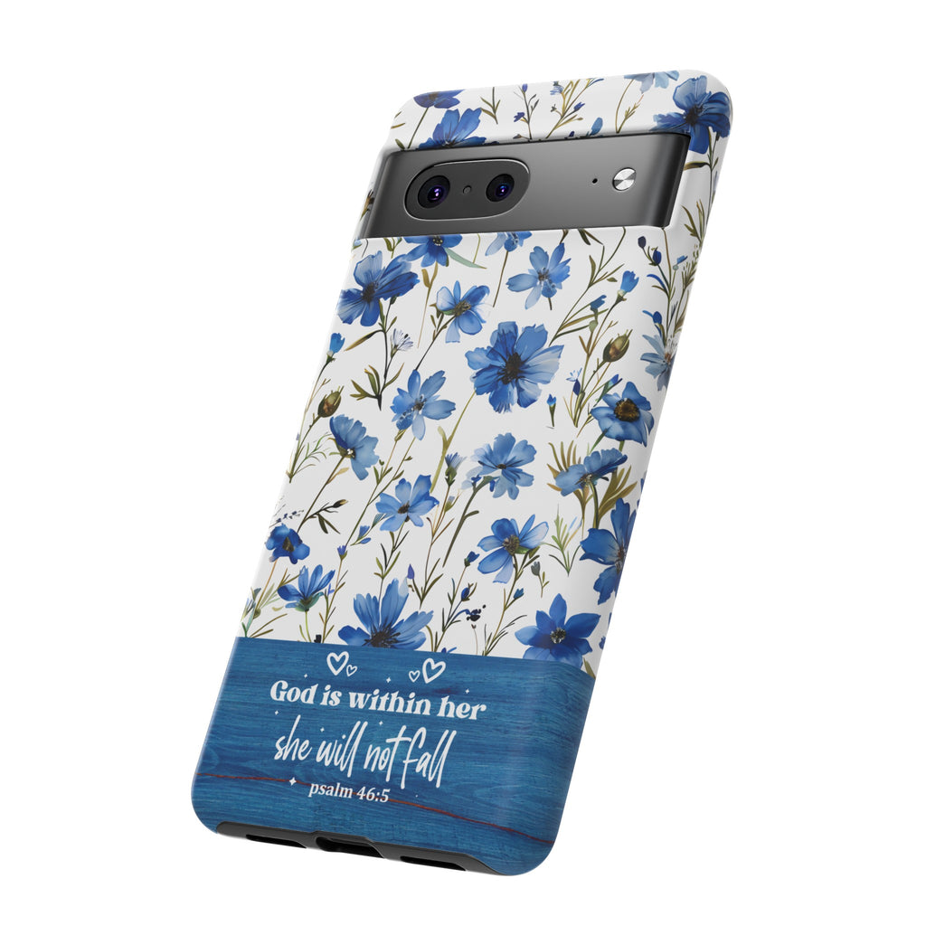 Psalm 46:5 God Is Within Her Christian Floral Pattern Phone Case Christian Religious Gifts iPhone Samsung Galaxy Google Pixel Phone Case