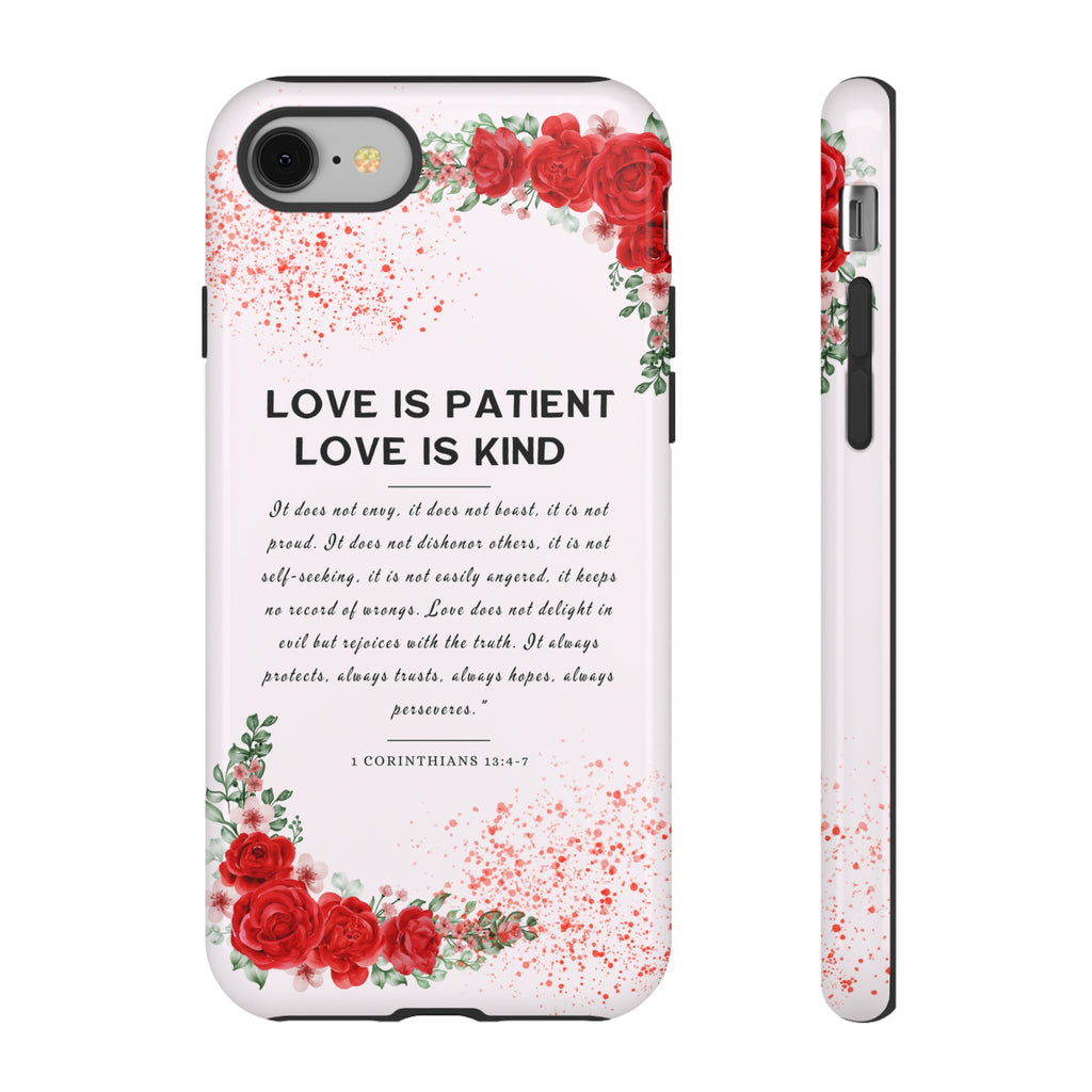 Love Is Patient Love Is Kind 1 Corinthians 13 Bible Verse iPhone Samsung Galaxy Google Pixel Christian Premium Phone Case