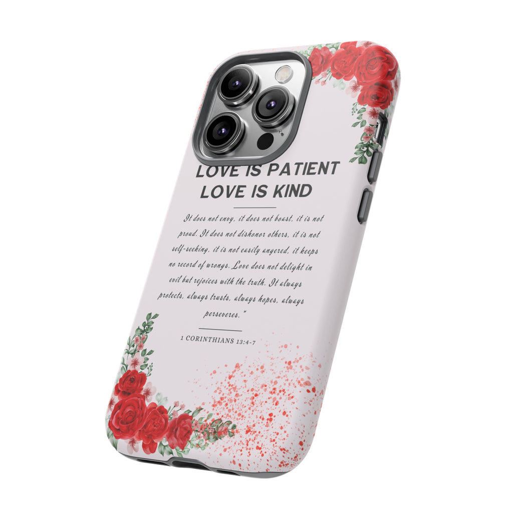 Love Is Patient Love Is Kind 1 Corinthians 13 Bible Verse iPhone Samsung Galaxy Google Pixel Christian Premium Phone Case