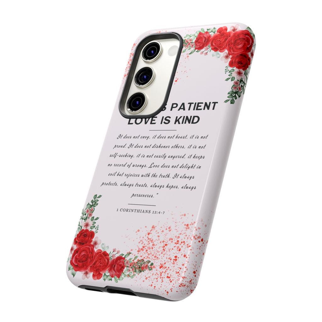 Love Is Patient Love Is Kind 1 Corinthians 13 Bible Verse iPhone Samsung Galaxy Google Pixel Christian Premium Phone Case