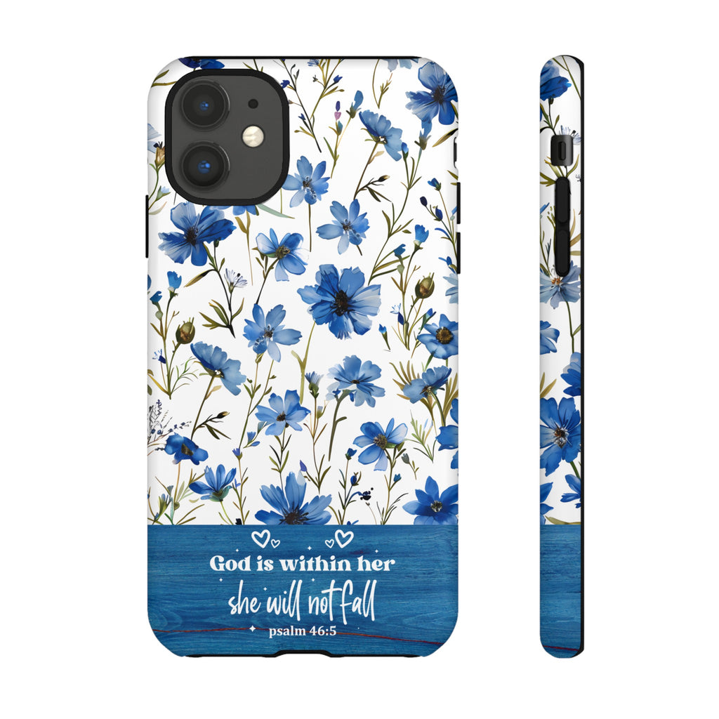 Psalm 46:5 God Is Within Her Christian Floral Pattern Phone Case Christian Religious Gifts iPhone Samsung Galaxy Google Pixel Phone Case