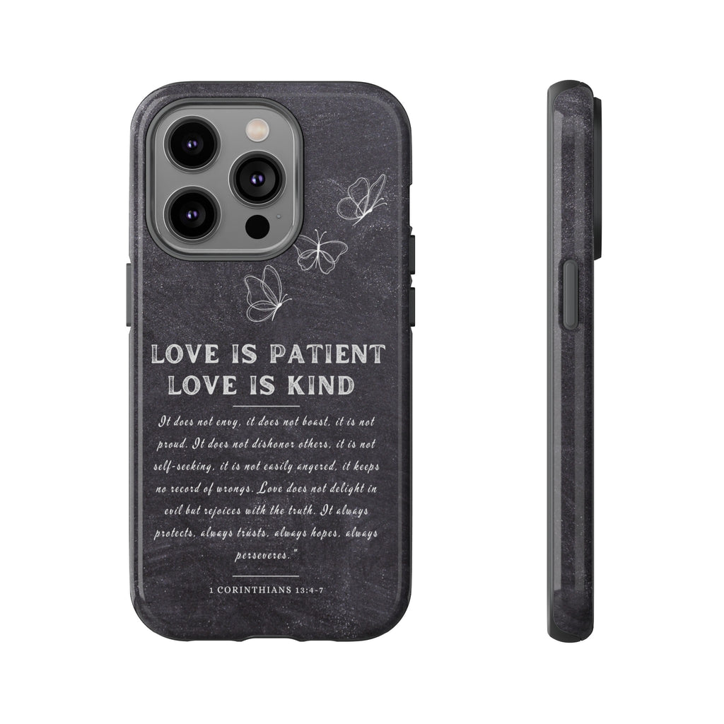 Love Is Patient Love Is Kind 1 Corinthians 13 Bible Verse iPhone Samsung Galaxy Google Pixel Christian Premium Phone Case