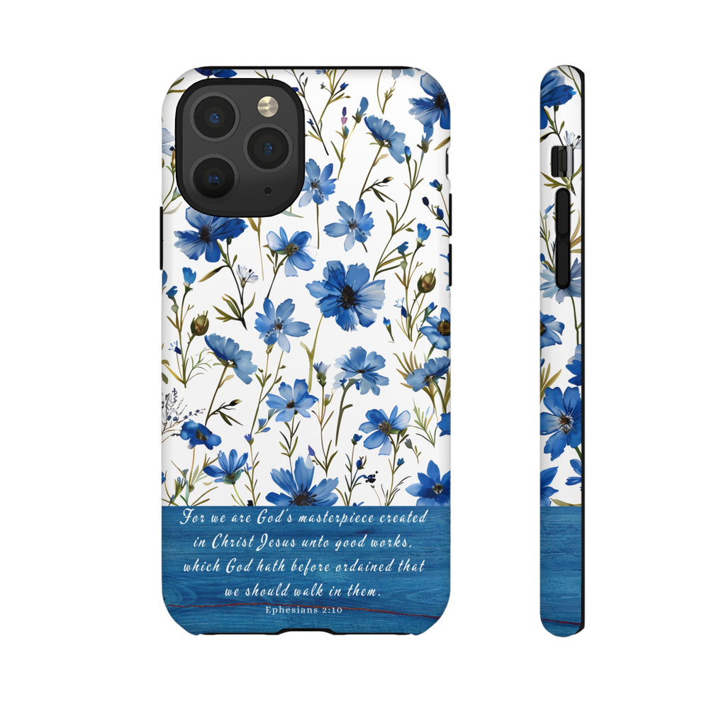 Ephesians 2:10 God's Masterpiece Christian Floral Pattern Phone Case Christian Religious Gifts iPhone Samsung Galaxy Google Pixel Phone Case