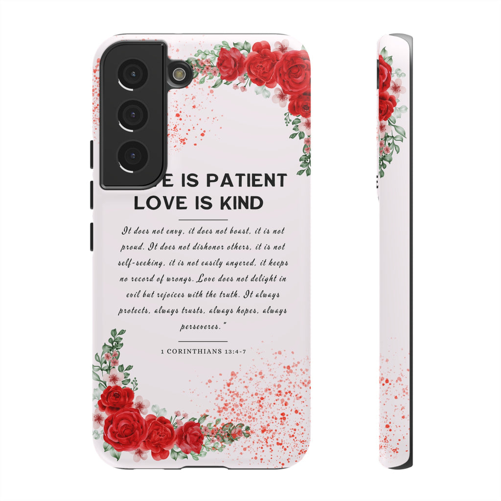 Love Is Patient Love Is Kind 1 Corinthians 13 Bible Verse iPhone Samsung Galaxy Google Pixel Christian Premium Phone Case