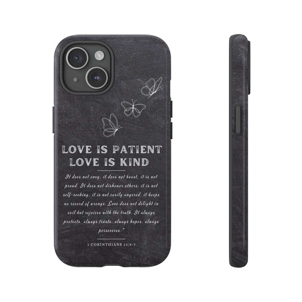 Love Is Patient Love Is Kind 1 Corinthians 13 Bible Verse iPhone Samsung Galaxy Google Pixel Christian Premium Phone Case