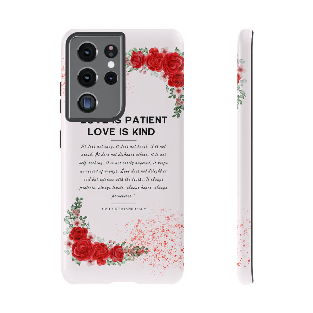 Love Is Patient Love Is Kind 1 Corinthians 13 Bible Verse iPhone Samsung Galaxy Google Pixel Christian Premium Phone Case