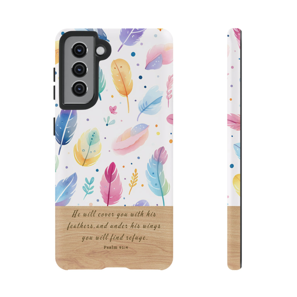 Psalm 91:4 Phone Case Gift For Christians Premium iPhone Samsung Galaxy Google Pixel Bible Verse Phone Case