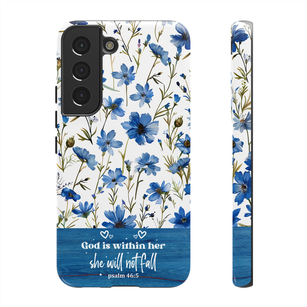 Psalm 46:5 God Is Within Her Christian Floral Pattern Phone Case Christian Religious Gifts iPhone Samsung Galaxy Google Pixel Phone Case