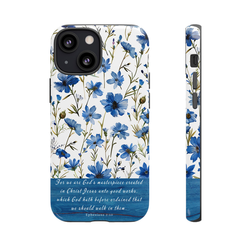 Ephesians 2:10 God's Masterpiece Christian Floral Pattern Phone Case Christian Religious Gifts iPhone Samsung Galaxy Google Pixel Phone Case