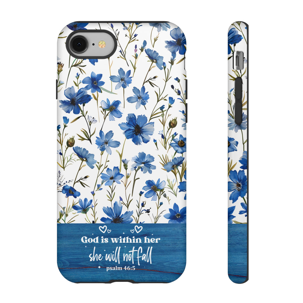 Psalm 46:5 God Is Within Her Christian Floral Pattern Phone Case Christian Religious Gifts iPhone Samsung Galaxy Google Pixel Phone Case