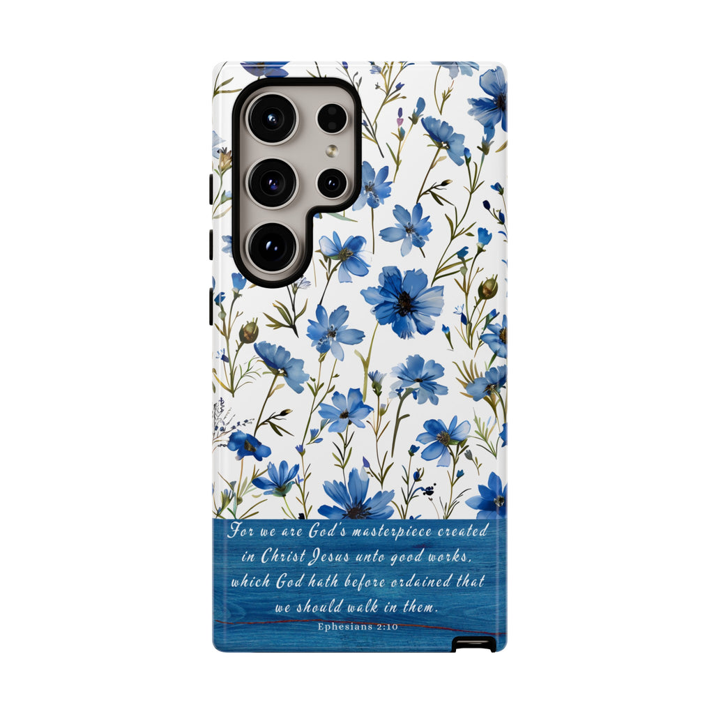 Ephesians 2:10 God's Masterpiece Christian Floral Pattern Phone Case Christian Religious Gifts iPhone Samsung Galaxy Google Pixel Phone Case