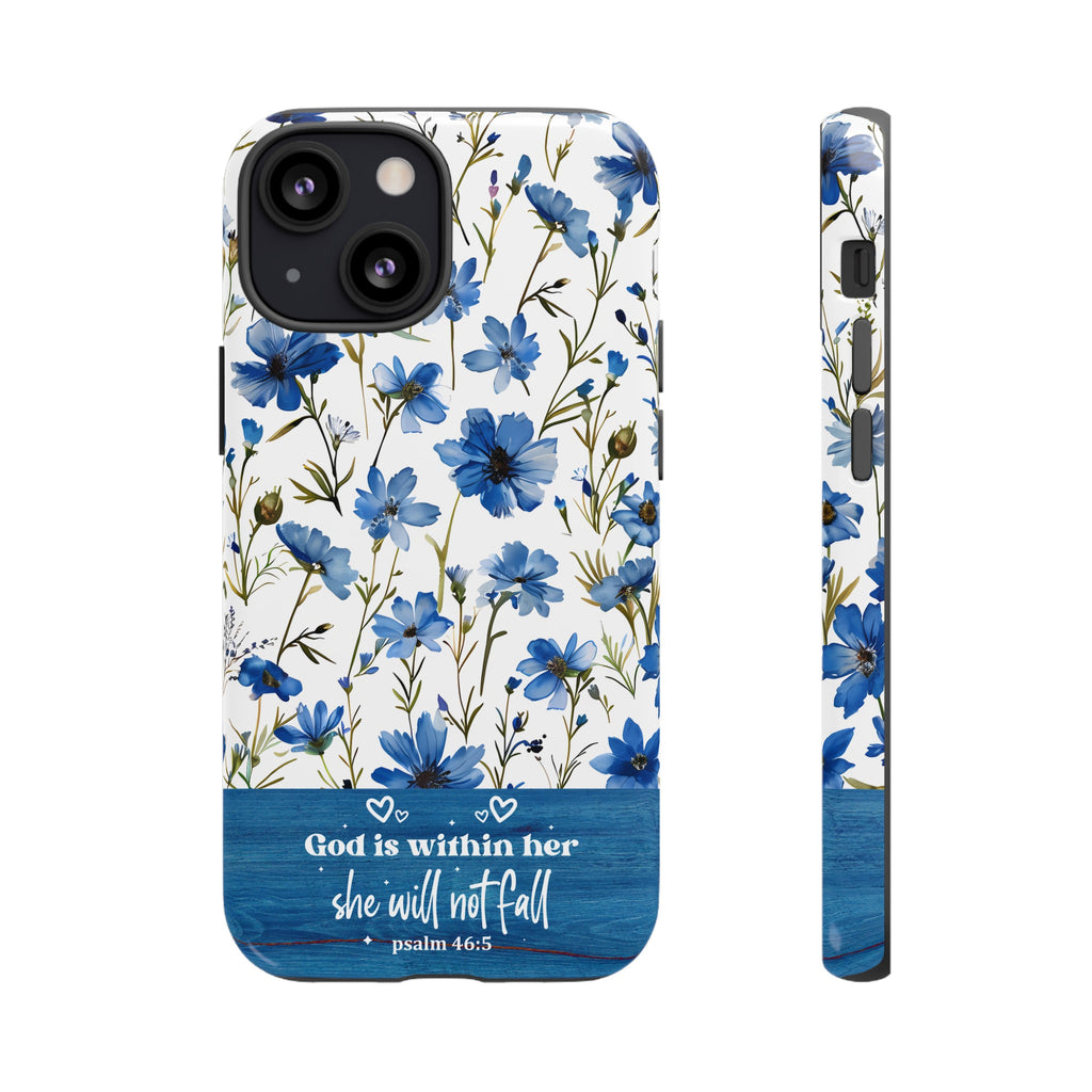 Psalm 46:5 God Is Within Her Christian Floral Pattern Phone Case Christian Religious Gifts iPhone Samsung Galaxy Google Pixel Phone Case