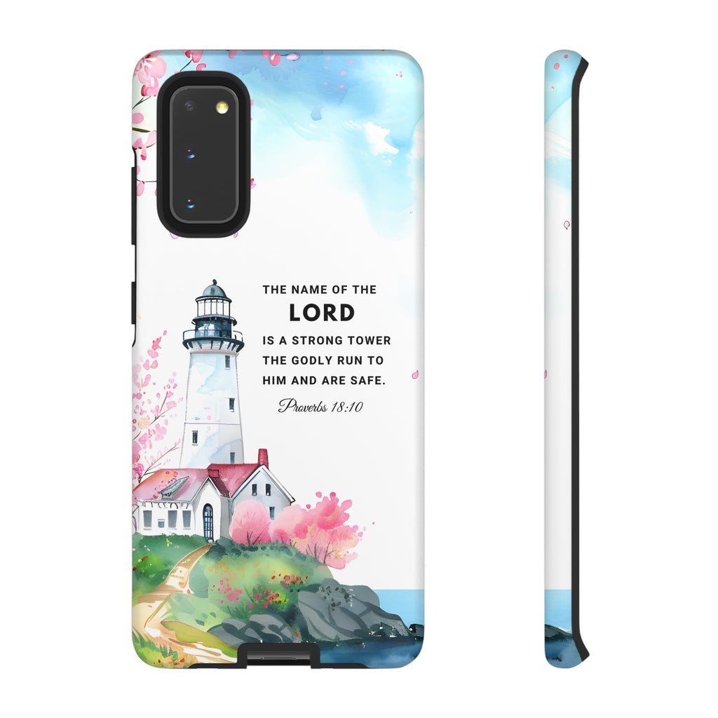 Proverbs 18:10 The Name Of The Lord Is A Strong Tower Premium Christian iphone Samsung Google Pixel Phone Case