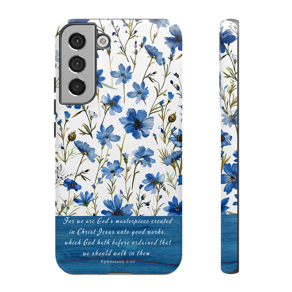 Ephesians 2:10 God's Masterpiece Christian Floral Pattern Phone Case Christian Religious Gifts iPhone Samsung Galaxy Google Pixel Phone Case