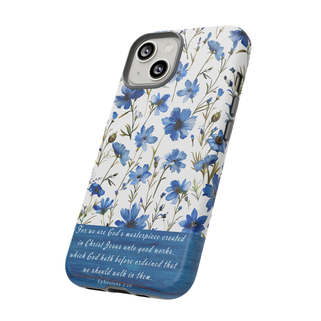 Ephesians 2:10 God's Masterpiece Christian Floral Pattern Phone Case Christian Religious Gifts iPhone Samsung Galaxy Google Pixel Phone Case